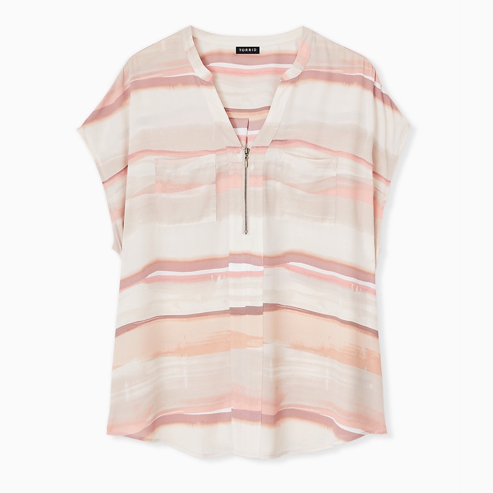 Torrid Pink Georgette Zip Front Blouse - Size 2X